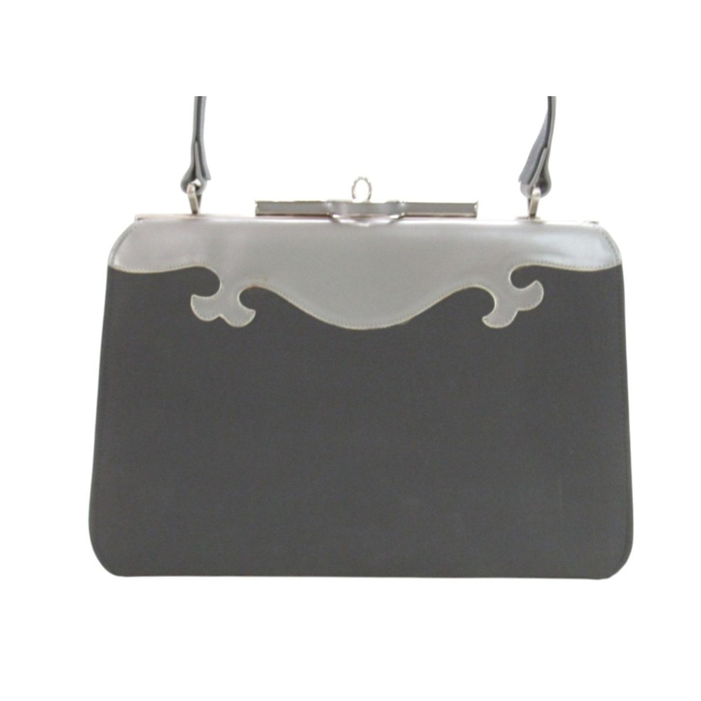 VTG 60's MELBOURNE Gray FAUX SUEDE Bag Top Handles METAL SPRING FRAME Purse/Bag
